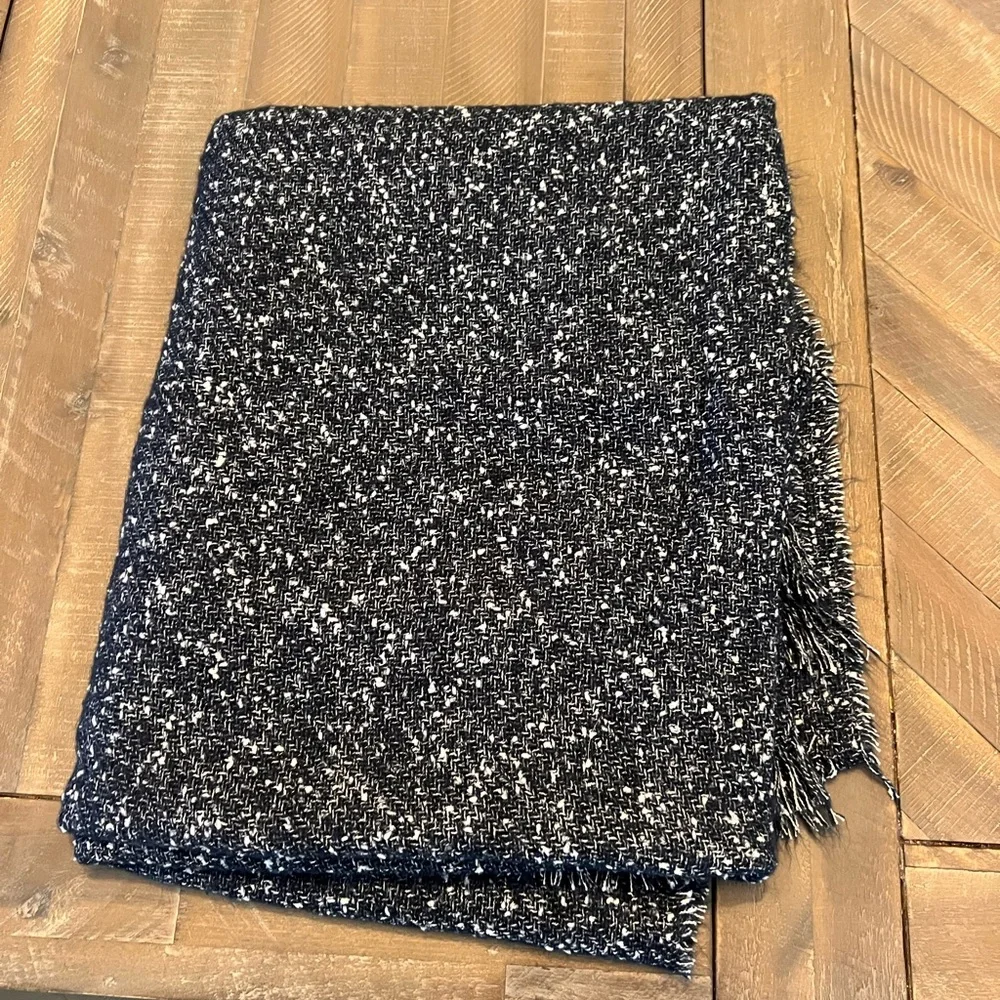 West elm navy fringe throw